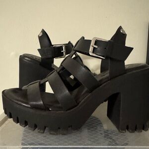 Sleek Black Platform Sandals
